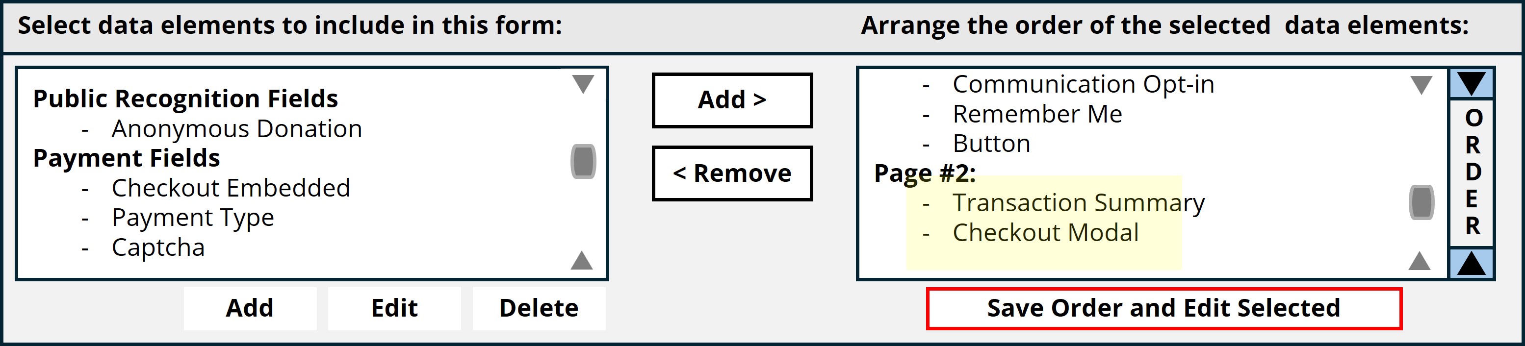 Save data element