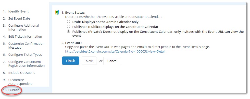 Publish event details.