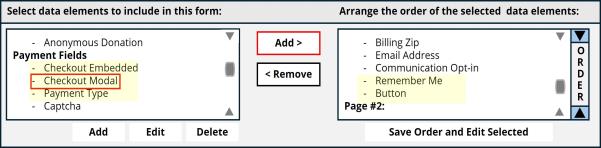 Add Checkout Modal Data Element