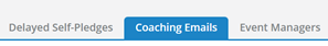 The coaching email tab is at the top of the page in a horizontal navigation bar.