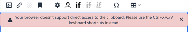 Content Editor error about browser support to clipboard items