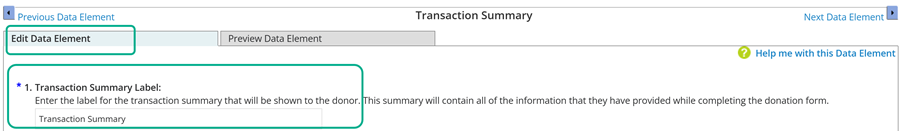Transaction Summary edit