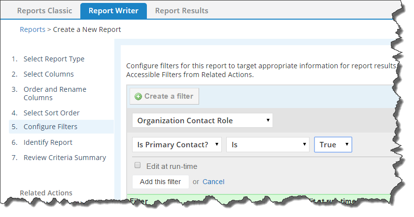 Add Primary Contact Filter