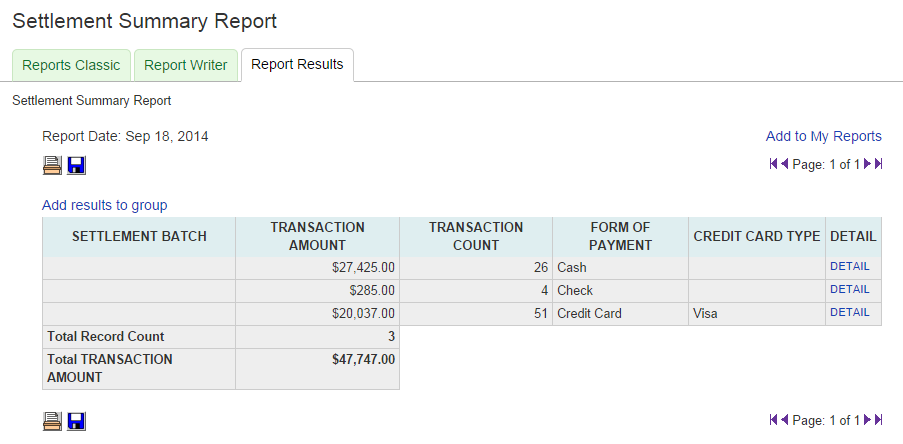 Settlement Summary Report Sample