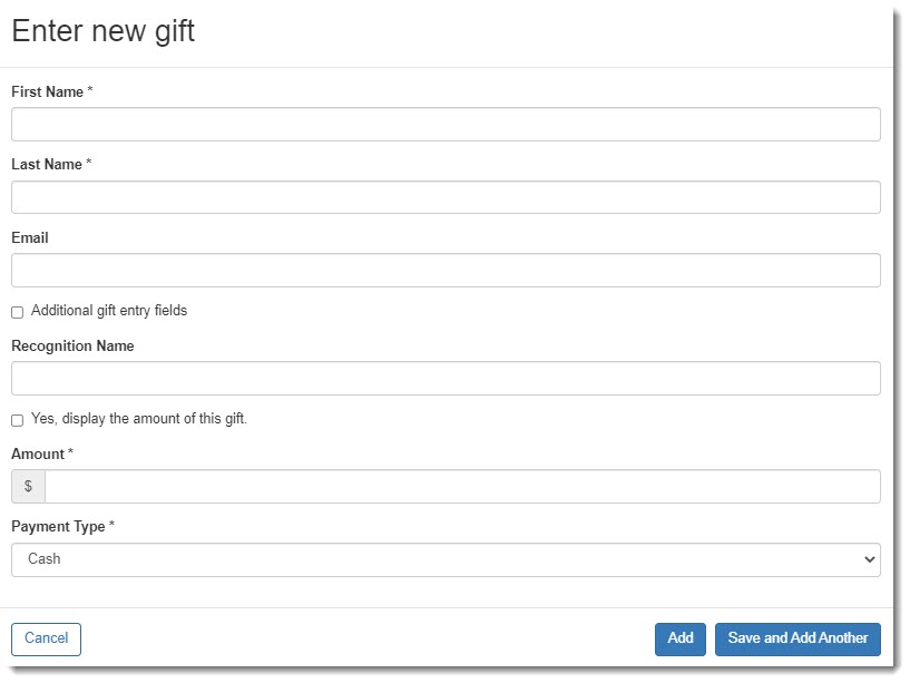 Example donation form