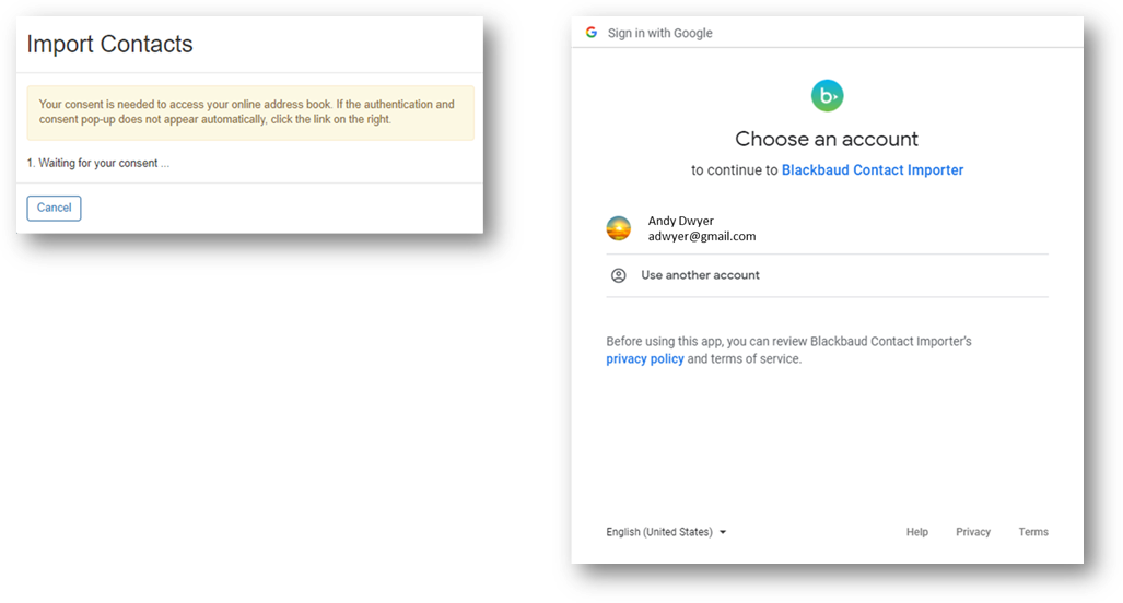 Gmail login example.