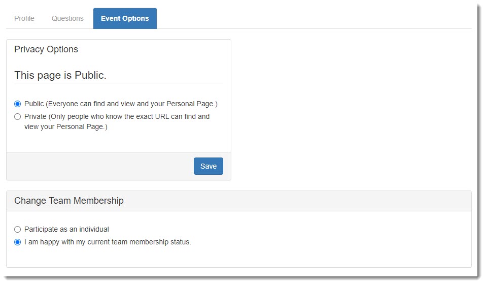 Example Event Options