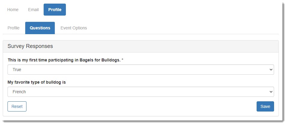 Example survey questions