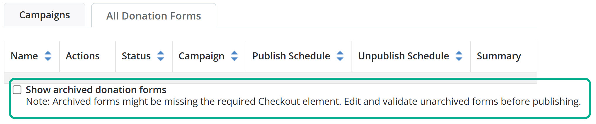 Archive Form checkout reminder