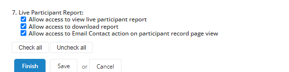 Edit event management permissions to allow access to the live participant report