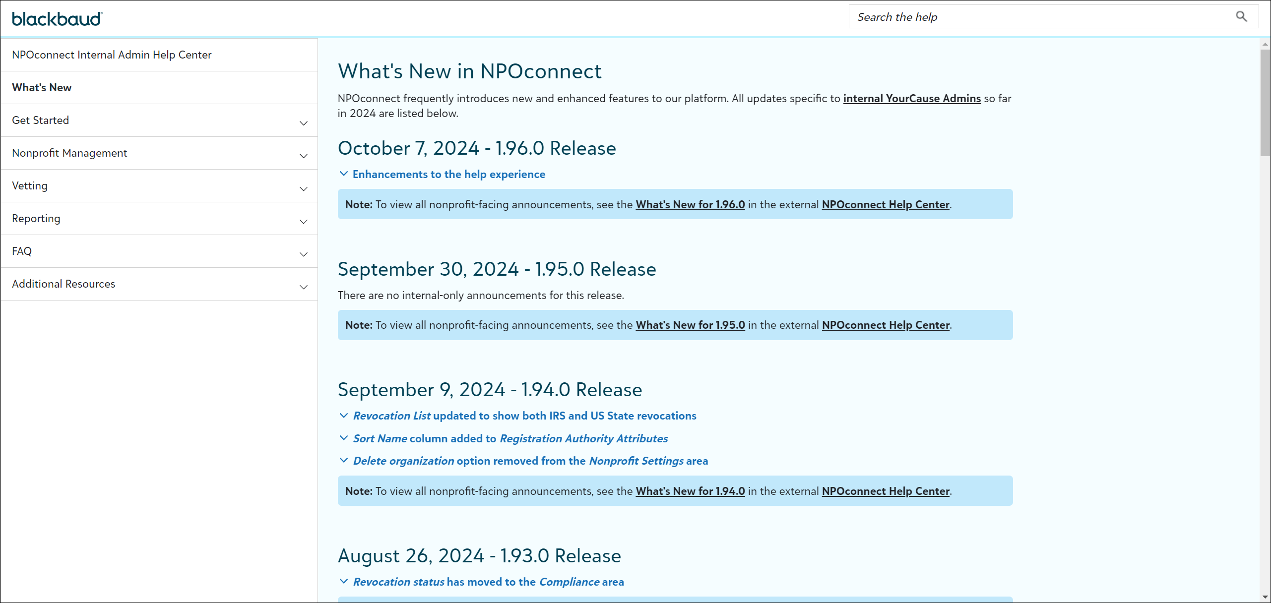Example of accessibility and styling updates made to the internal NPOconnect Help Center.