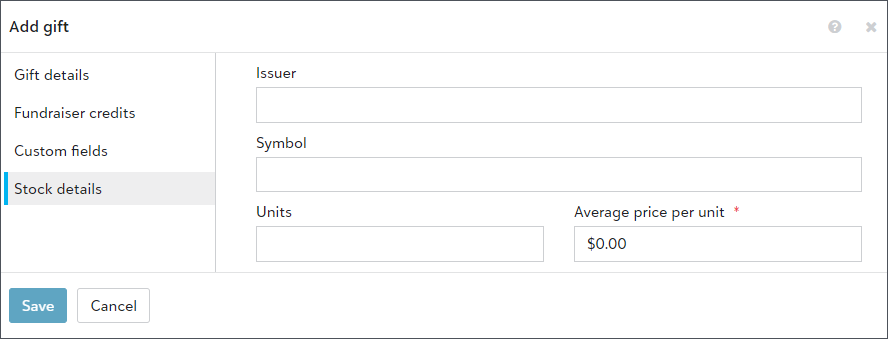 Enter stock and property details Enter stock and property details