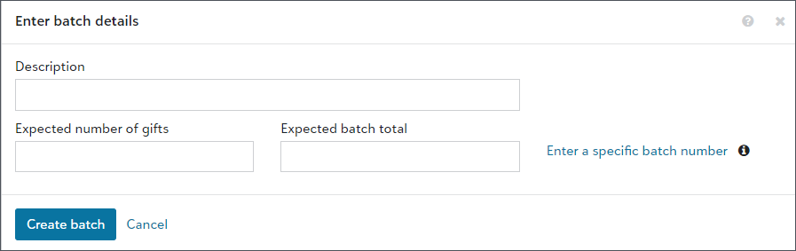 Enter batch details Enter batch details