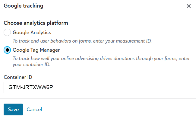 Use Google Analytics and Google Tag Manager to track donation forms.