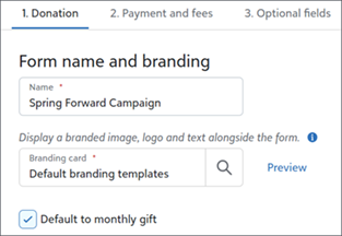 Select default to monthly gift.