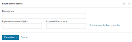 Enter batch details Enter batch details