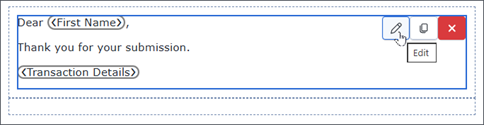 Email builder columns section with layout options.