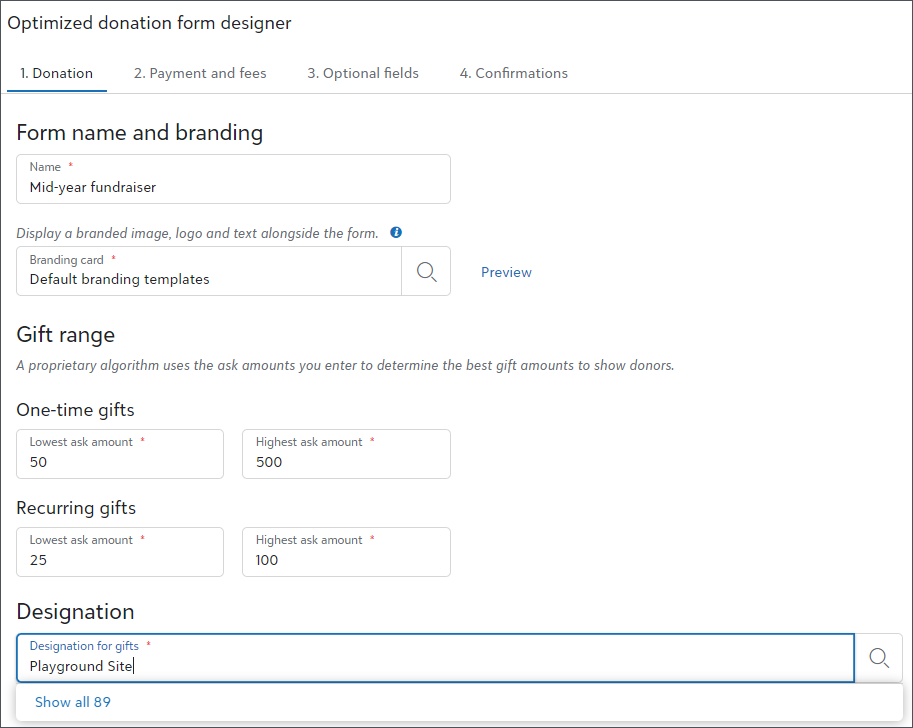 Select designation in Optimized Form