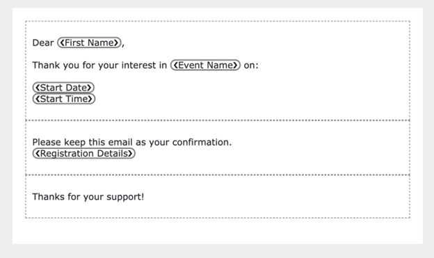 You can edit the default text of the confirmation message if your form collects declines.