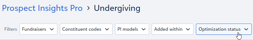 Optimization status filter