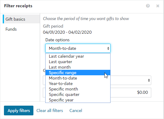 Filter by specific date range