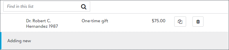 Copy and delete a gift in a batch