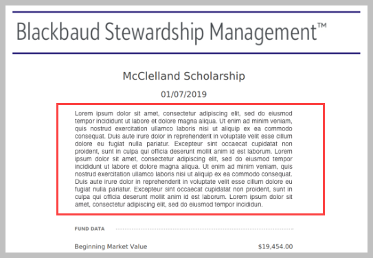 Fund description donor view